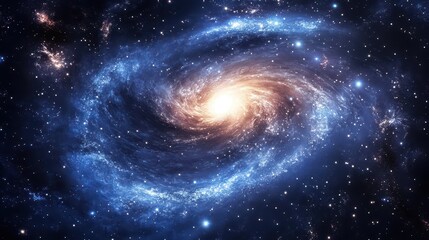 Obraz premium A stunning image of a spiral galaxy, showcasing its vibrant, luminous center surrounded by swirling arms of stars and cosmic dust, set against a deep, star-studded backdrop.
