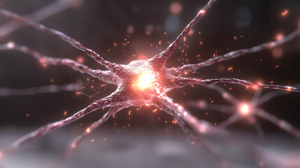 A close up of a glowing interconnected brain cell network