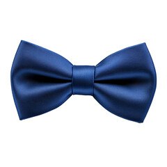 Elegant blue silk bow tie isolated on white background.