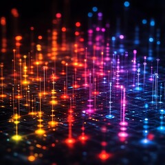 Fototapeta premium Abstract colorful glowing lines and points.