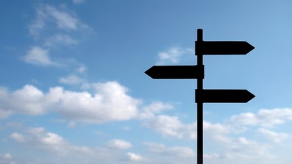 Directional signpost against a blue sky nature scene outdoor setting inspirational viewpoint travel concept