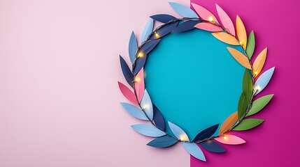 Obraz premium Colorful Paper Wreath for Home Decor