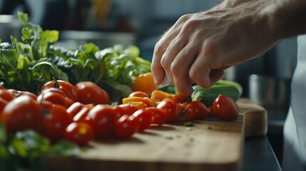 Hands Preparing Fresh Tomatoes Healthy Cooking Food Recipe