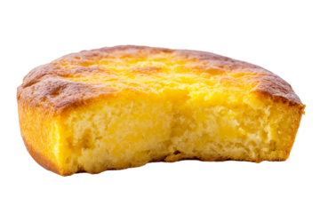 Paraguayan sopa paraguaya cornbread isolated on transparent white background