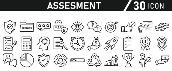 Assessment icon set. Icon in liner style for website and mobile app. Vector illustration