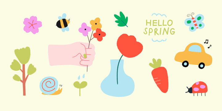 Spring Flowers Trees and animals