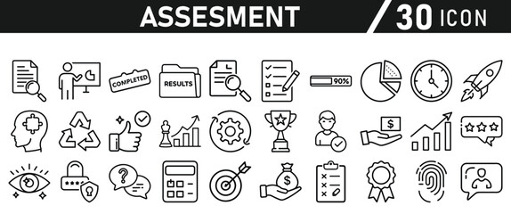 Assessment icon set. Icon in liner style for website and mobile app. Vector illustration