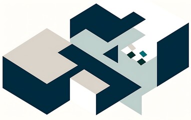 Abstract geometric shapes, isometric design.
