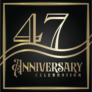 47 years anniversary, birthday logo label. Year. Vector illustration design. Isolated against a black background