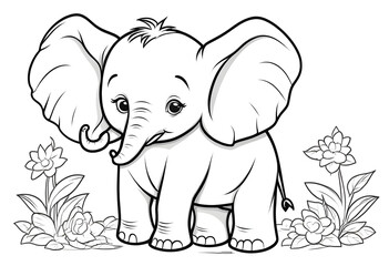 A coloring page of Little Elephant for Kids coloring book.