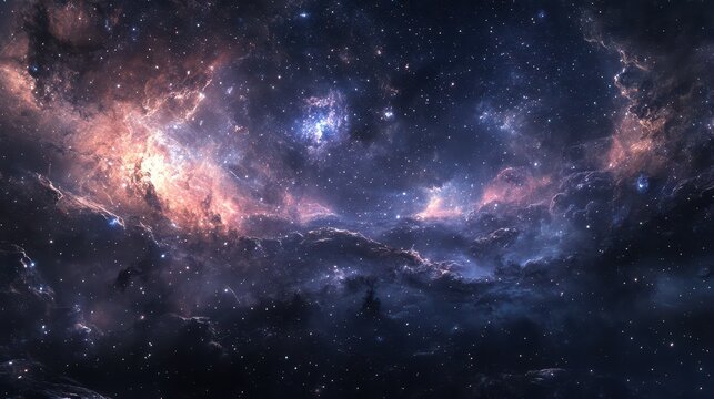 A stunning, high-resolution image of a vibrant galaxy swirling with brilliant colors, set against a deep star field filled with countless twinkling stars, creating a cosmic masterpiece.