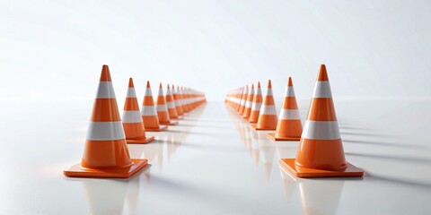 Flat Lay Cone Markers Plan View: Clean White Background Stock Photo