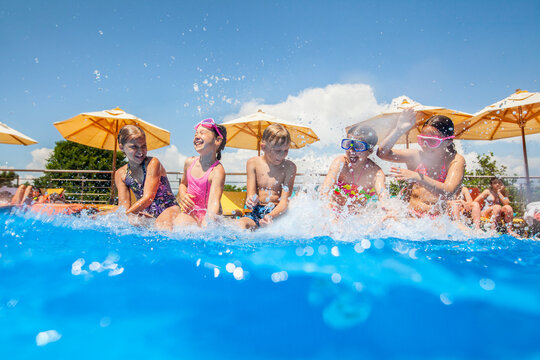 Children play in  pool at the resort