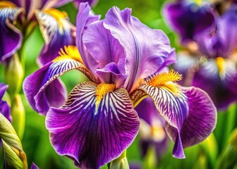 A vibrant purple iris explodes in a stunning macro shot, showcasing the beauty of spring's floral still life.