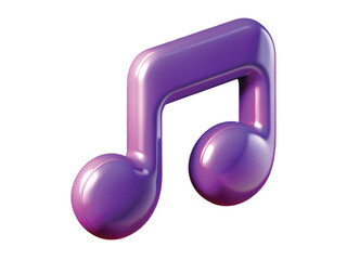 Vibrant Purple Music Note Icon, 3D Rendering