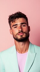 Sophisticated Man in Lilac Blazer