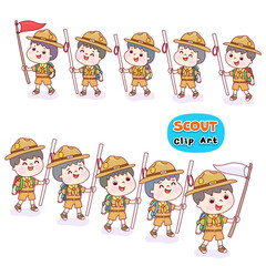 Little Boy Scout Character Vector.