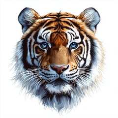 Obraz premium Stylized Siberian Tiger Illustration with Vector Art on a Clean White Background