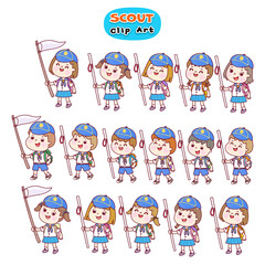 Little Boy Scout Character Vector.