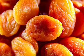 Close-up of soft apricots, dried and pitted