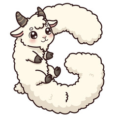 G is for Goat, Letter G, Cartoon animal alphabet.