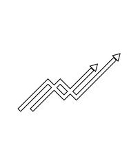 Graph arrow icon in thin outline