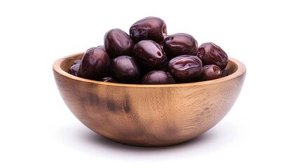 Obraz premium dates fruit in wooden bowl isolated on white background
