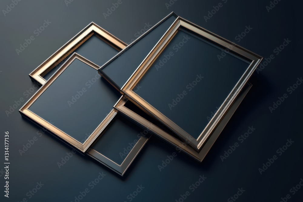 Aufkleber elegant collection of varied picture frames arranged on a dark surface showcasing texture and design