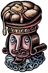 Renaissance king with buttered muffin instead of a crown