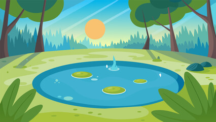 Fototapeta premium The ponds waters glisten in the sunlight belying the toxic substances being stored within.. Vector illustration