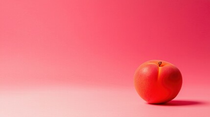 Single apricot on pink background