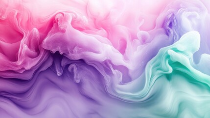 Fototapeta premium Liquid swirl patterns and requested a pastel cute style. Abstract Pastel Swirl Background with Pink Purple Blue and Green Fluid Paint Texture