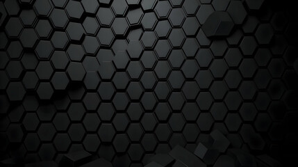 Dark Gray 3D Hexagonal Pattern Background Texture With Subtle Lighting And Deep Shadows Abstract Geometric Design