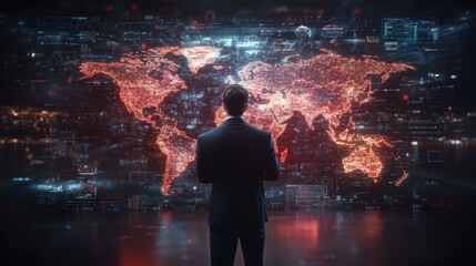 Global networking interface showcases advanced data visualization in 4K animation