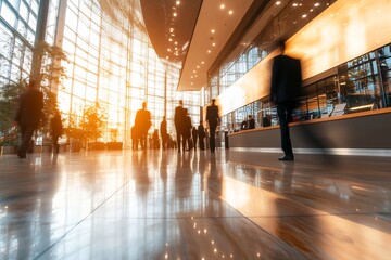 Blurred Motion in a Busy Corporate Lobby