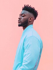 Obraz premium African-American Man in Pastel Bomber Jacket