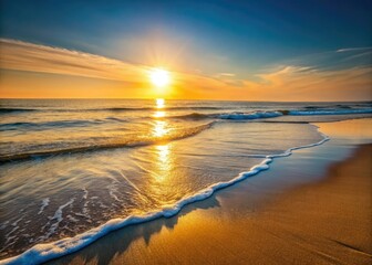 Golden hour paints the minimalist beach scene.