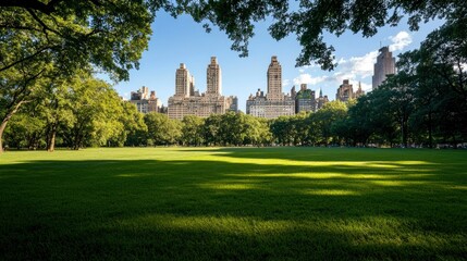 City park landscape, sunny day