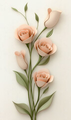 Fototapeta premium Elegant Rose Composition: A delicate and graceful arrangement of pastel-colored roses with lush green leaves, conveying beauty and tranquility.