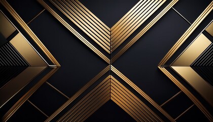 Obraz premium Abstract background. Black Gold Minimalist Geometry. Elegant background with gold geometric patterns on black. Luxurious & modern minimalist design.