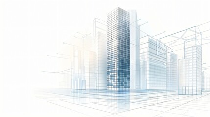 Naklejka premium Architectural blueprint of a futuristic megatower, advanced structural layout, sustainable skyscraper design