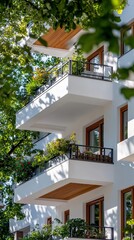 Fototapeta premium Modern White House Architecture Green Nature Luxury Home Design