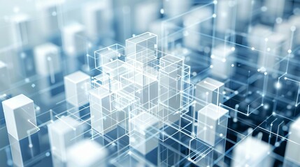 Exploded view blueprint of a city tower, internal core structure with HVAC and support systems, technical visualization