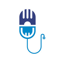 Microphone stethoscope. Medical podcast vector icon. Isolated design
