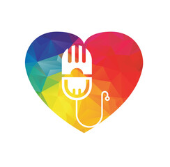 Microphone stethoscope. Medical podcast vector icon. Isolated design