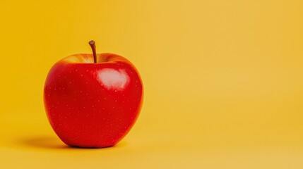 Red apple on yellow background