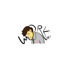 illustration of a tired office worker, good for clothing design, vector format
