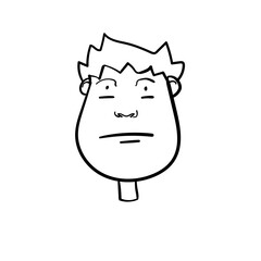 illustration of a child's face, black and white, cartoon, bagsu for your visual elements, vector format