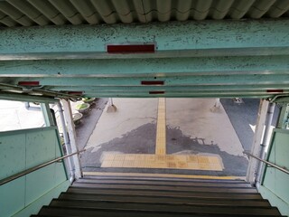 It says "Ube Shinkawa Station" in Japanese. Ube Shinkawa Station in Yamaguchi Prefecture, Japan is the station that appeared in the last scene of the movie "Evangelion: 3.0". It means that Evangelion 