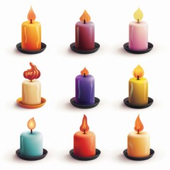 Candle icon, paraffin decoration, candlelight symbol, relax aroma candle decoration spa interior, cozy atmosphere